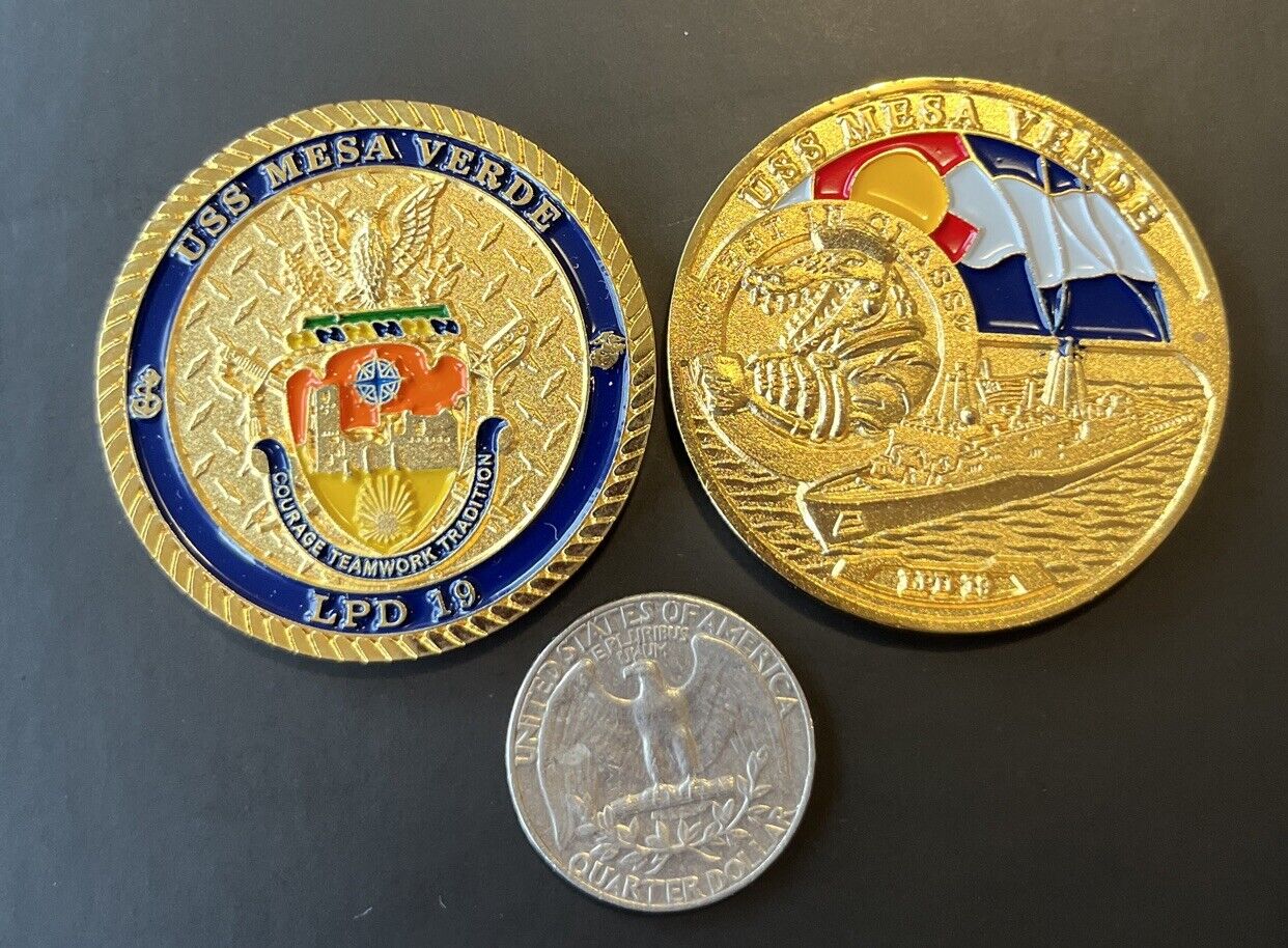 USS MESA VERDE LPD 19 Challenge Coin(1.75”, Brass Color)