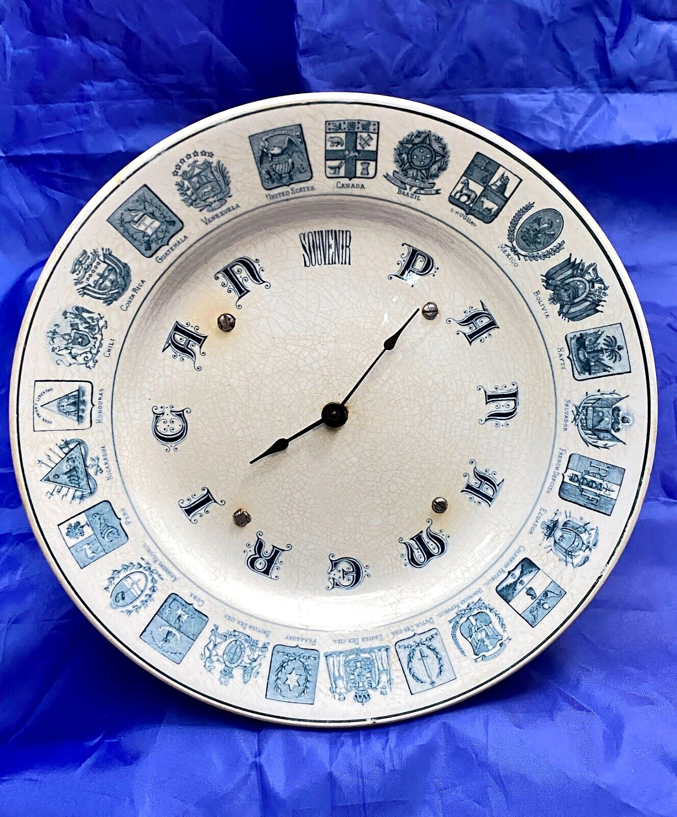 Super Rare 1901 Pan American Exposition Porcelain Plate Clock by C.F. Chouffet