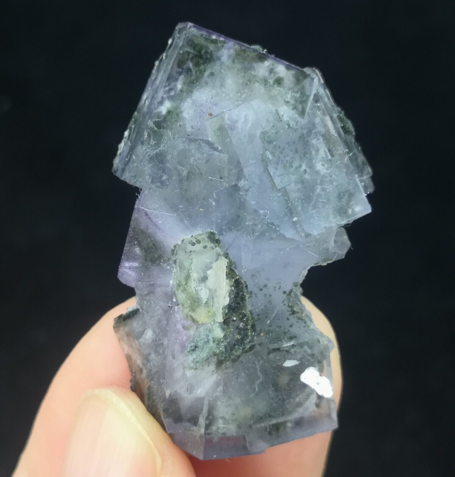 Glassy Fluorite w/ Arsenopyrite from Yaogangxian, Natural Mineral Specimen, #584