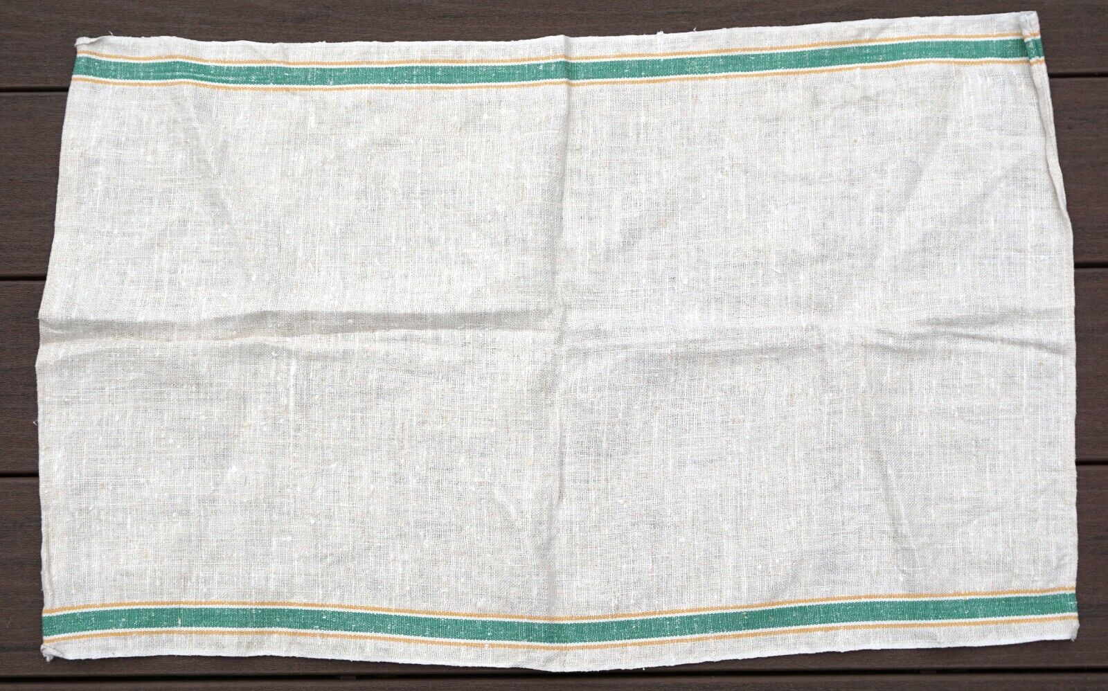 Vintage Handmade Green Beige Small Table Linen Cloth