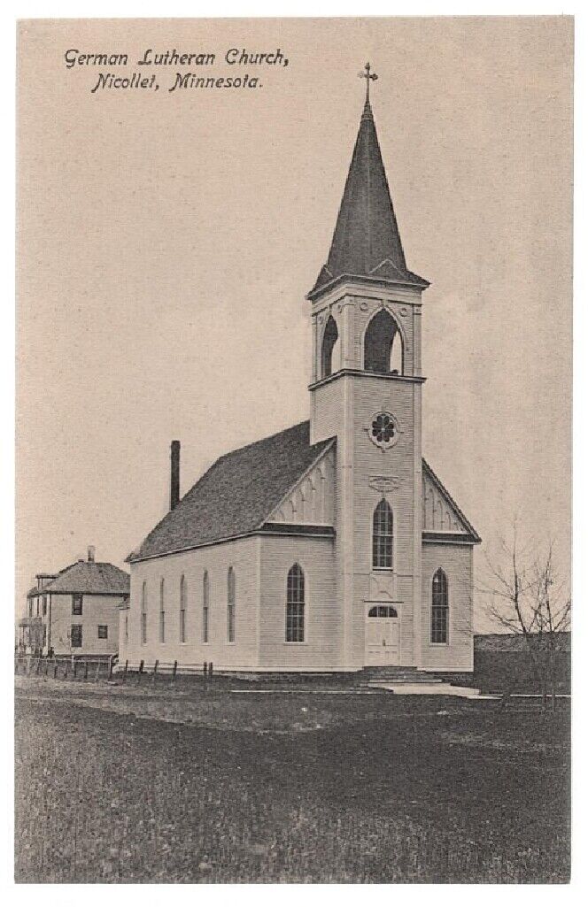 GERMAN LUTHERAN CHURCH NICOLLET MN VINTAGE POSTCARD POSTCARD c 1910 52319 OS