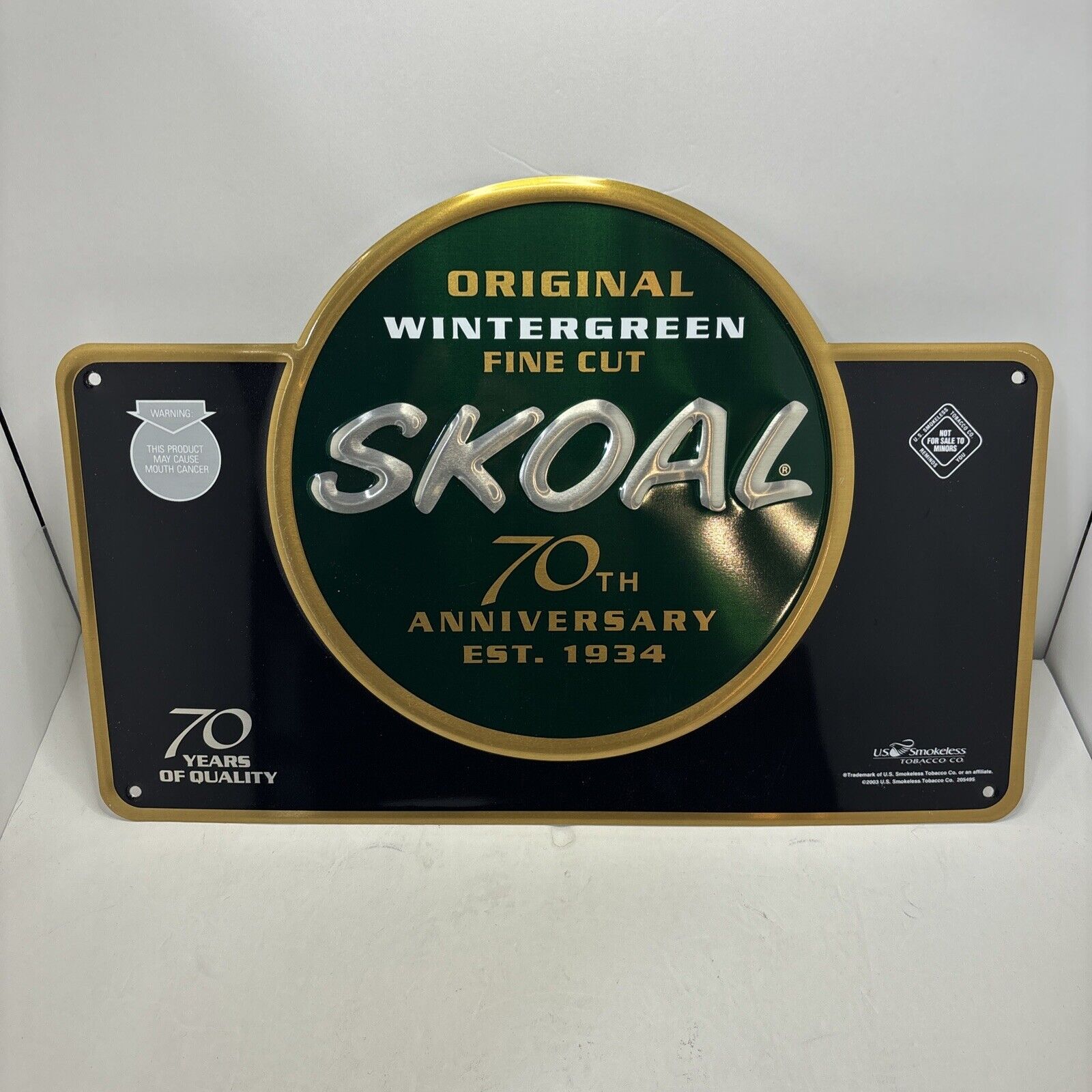 Skoal 70th Anniversary Embossed Tin Tobacco Advertising Sign c2003 Mancave Decor