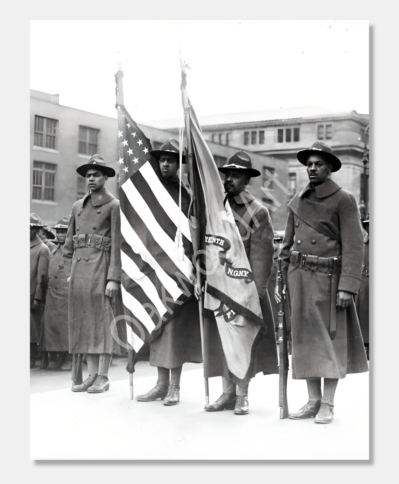 WW1 Color Bearers National Guard Infantry Reg. - Reprint of Vintage 1917 Photo