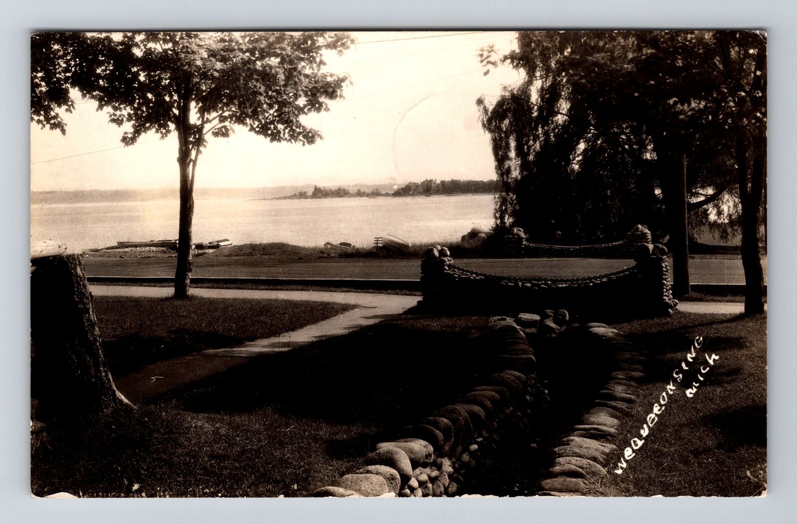 Wequetonsing MI-Michigan, RPPC View Lake, Real Photo c1939 Vintage Postcard