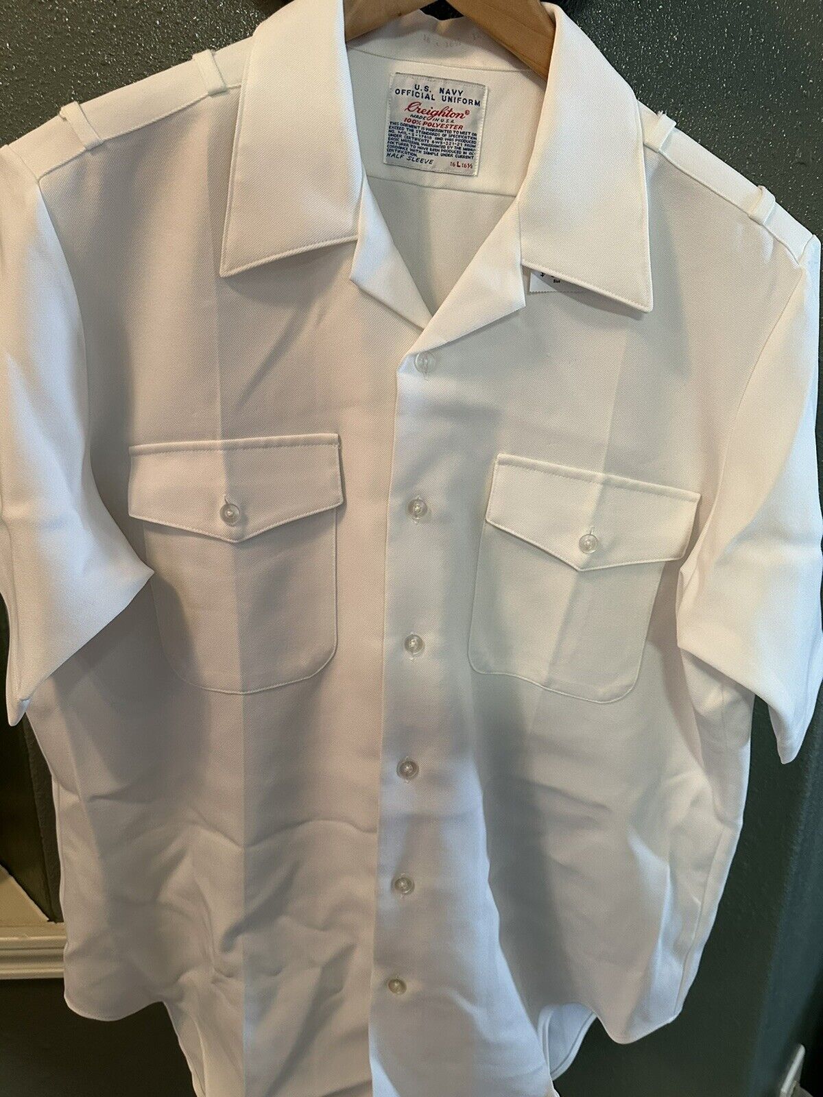 VTG Creighton U.S. Navy Official Uniform Shirt Adult Large White Short Sleeve
