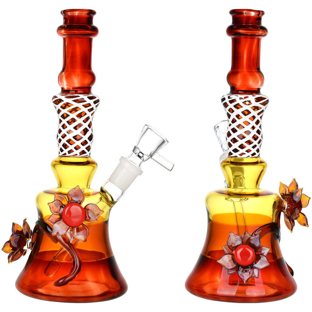 Amber Autumn Flower Water Pipe | 8.5\