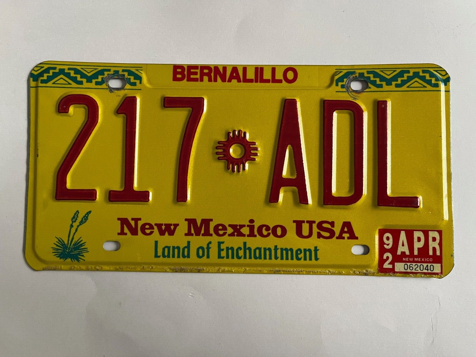 1992 New Mexico License Plate Natural Sticker Bernalillo County