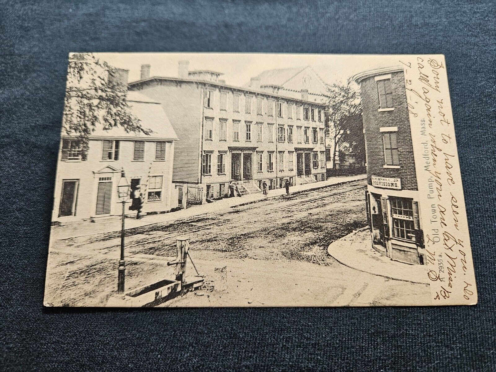 Postcard MA Massachusetts Medford Boston Old Town Pump Street Scene