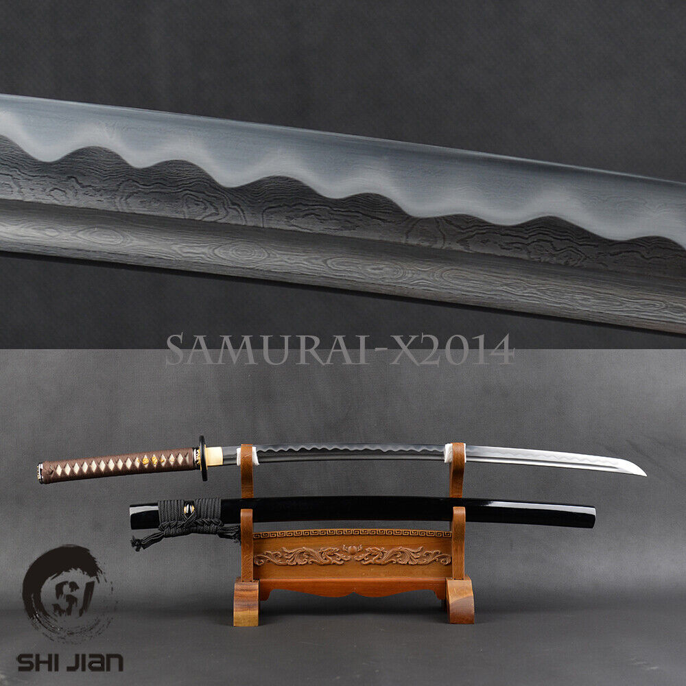 clay tempered Japanese samurai katana sword finely polished 1095 carbon steel