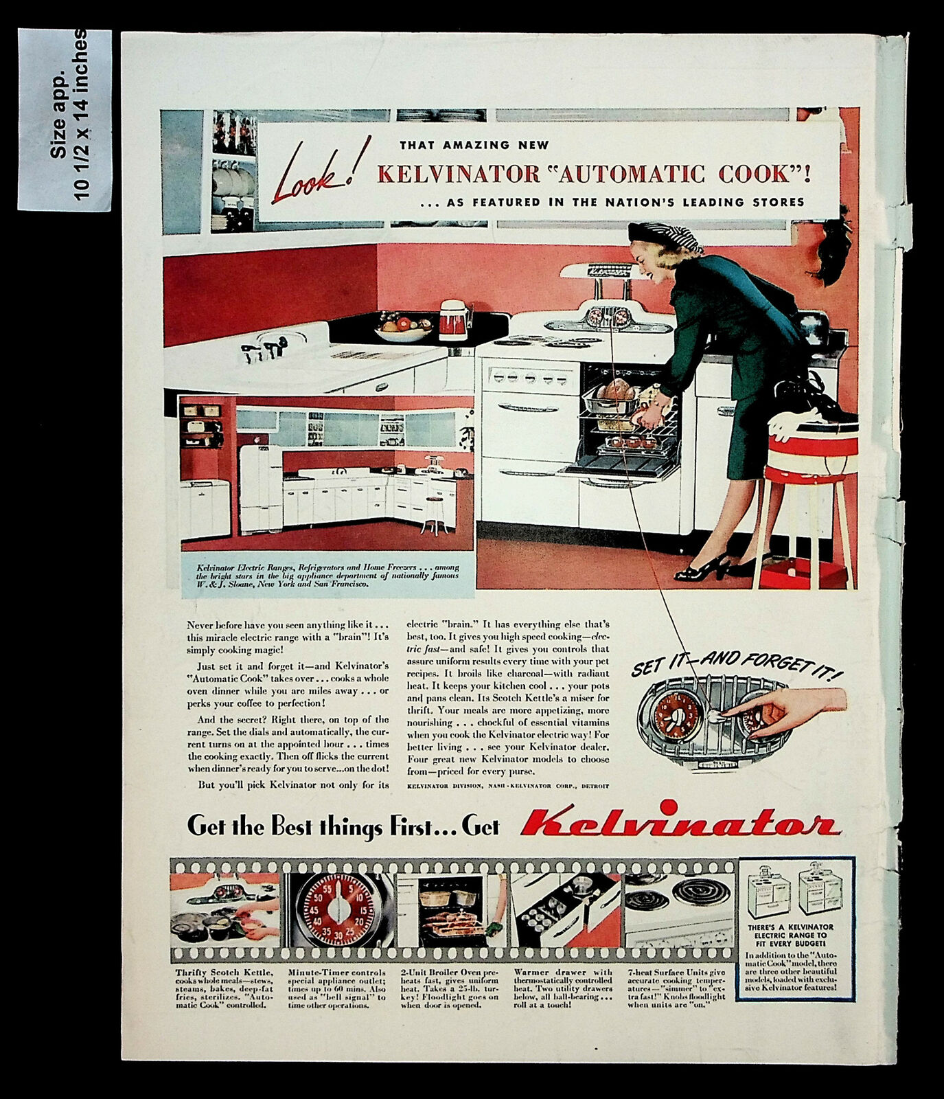 1947 Kelvinator Automatic Cook Range Home Appliance Stove Vintage Print Ad 30224