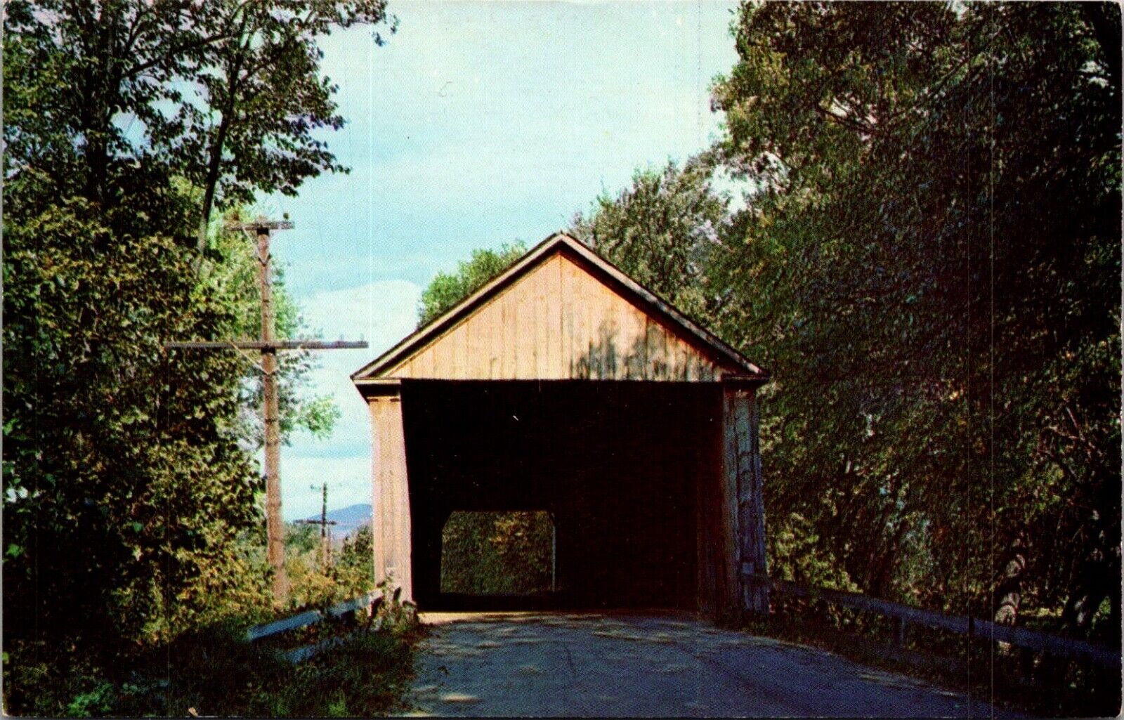 Postcard Brandon Vermont Old Covered Bridge Vintage c1950s Unposted