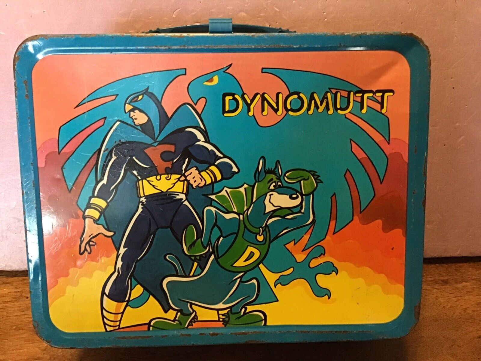 Vintage Dynomutt Metal Lunchbox 1976 Blue Falcon Super Hero Hanna Barbera