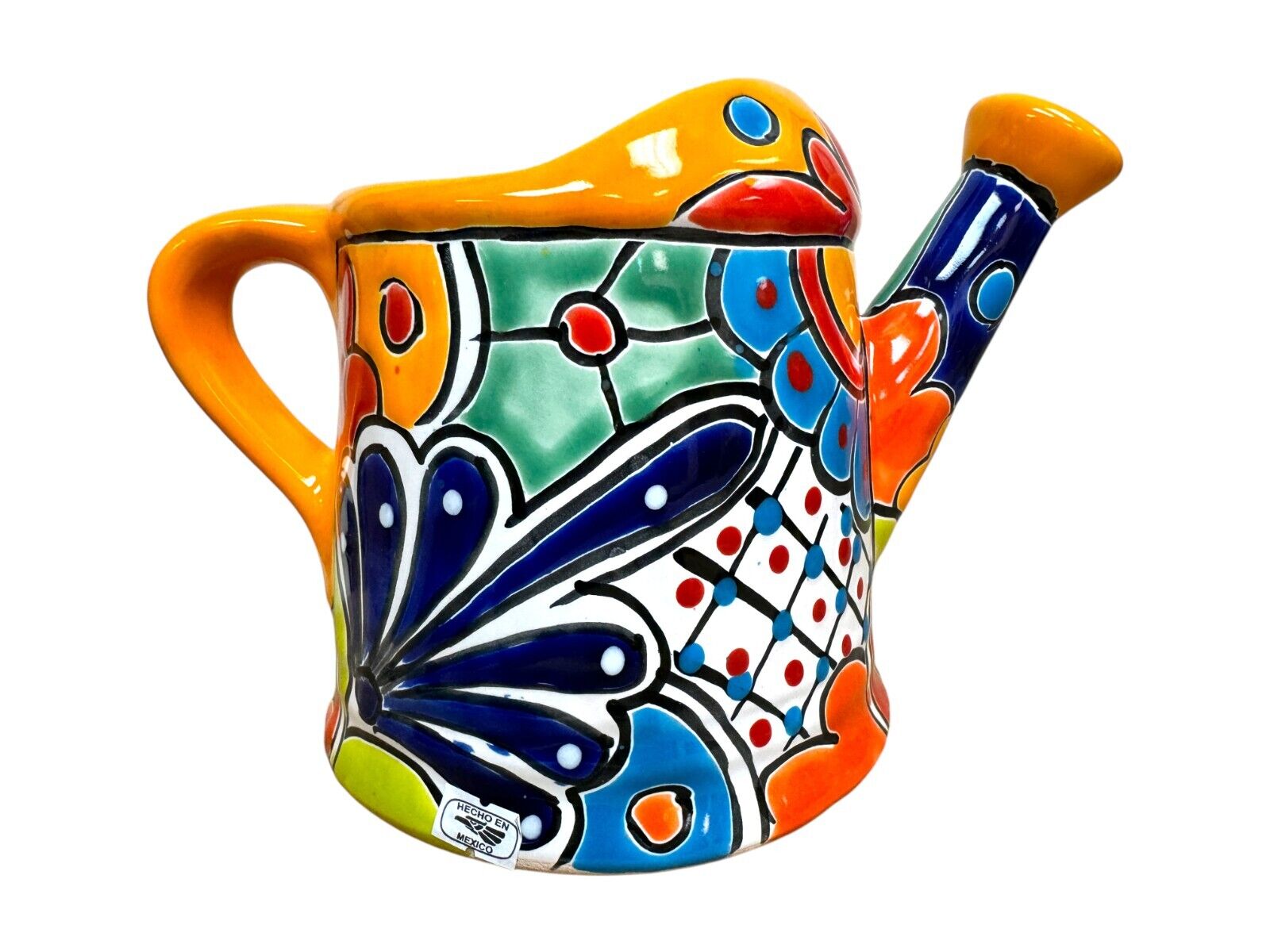 Talavera Watering Can Planter Pot Home Decor Hand Painted Mexican Pottery 9\