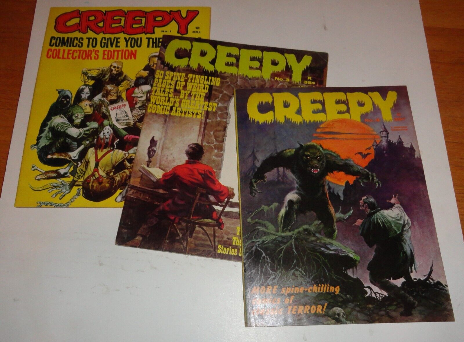 CREEPY #1,3,4 FRANK FRAZETTA COVERS 1964 HIGH GRADE COPIES  GREAT MAGS