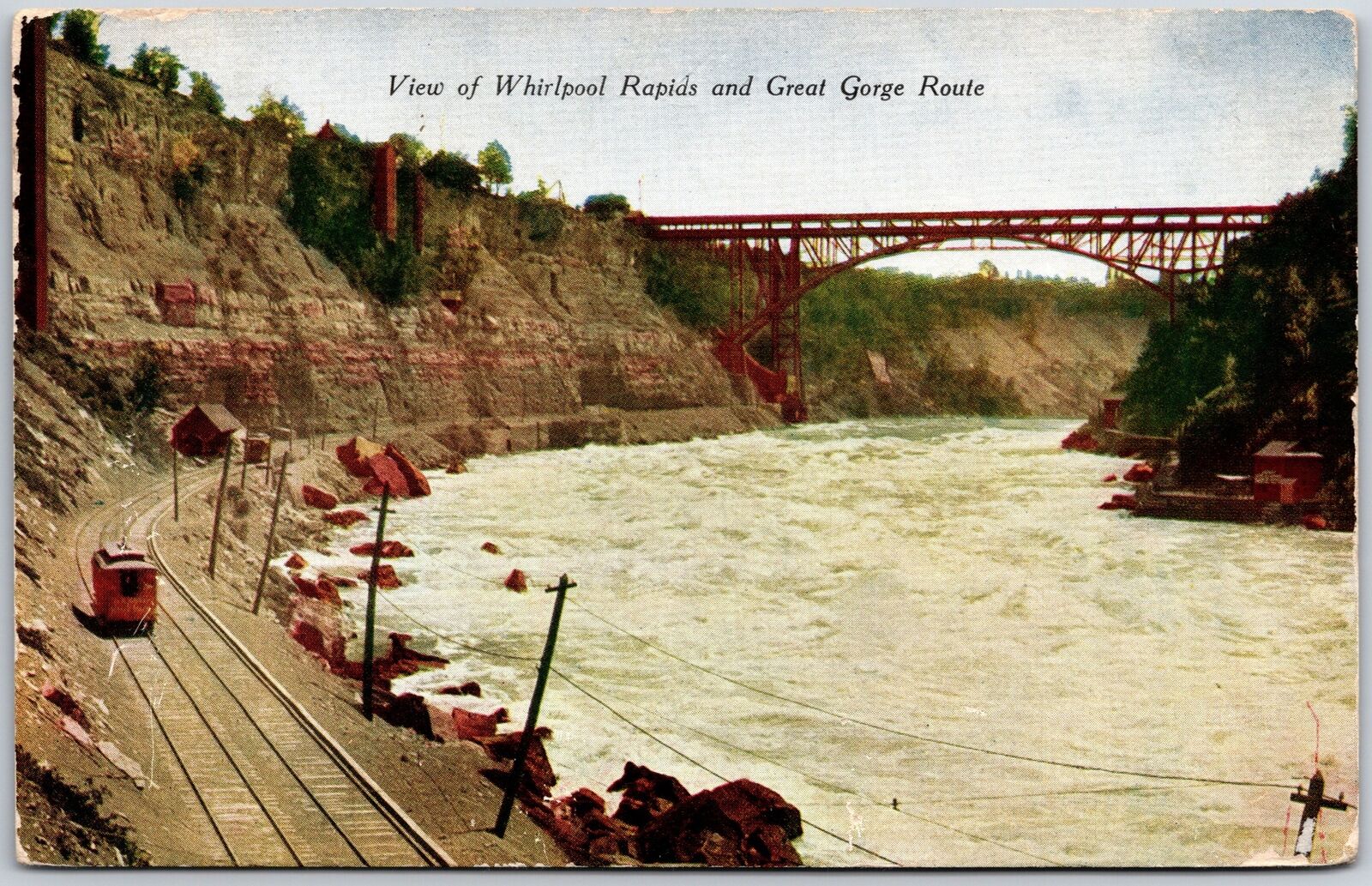 Niagara Falls Canada, View of Whirlpool Rapids and Great Gorge Route, Postcard