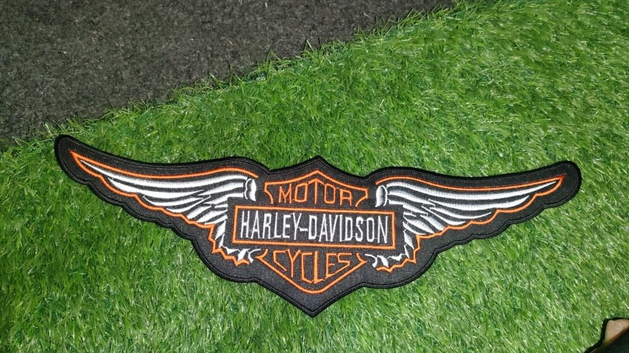 Harley Davidson Embroidered Patch Harley Orange Logo Wing 15\