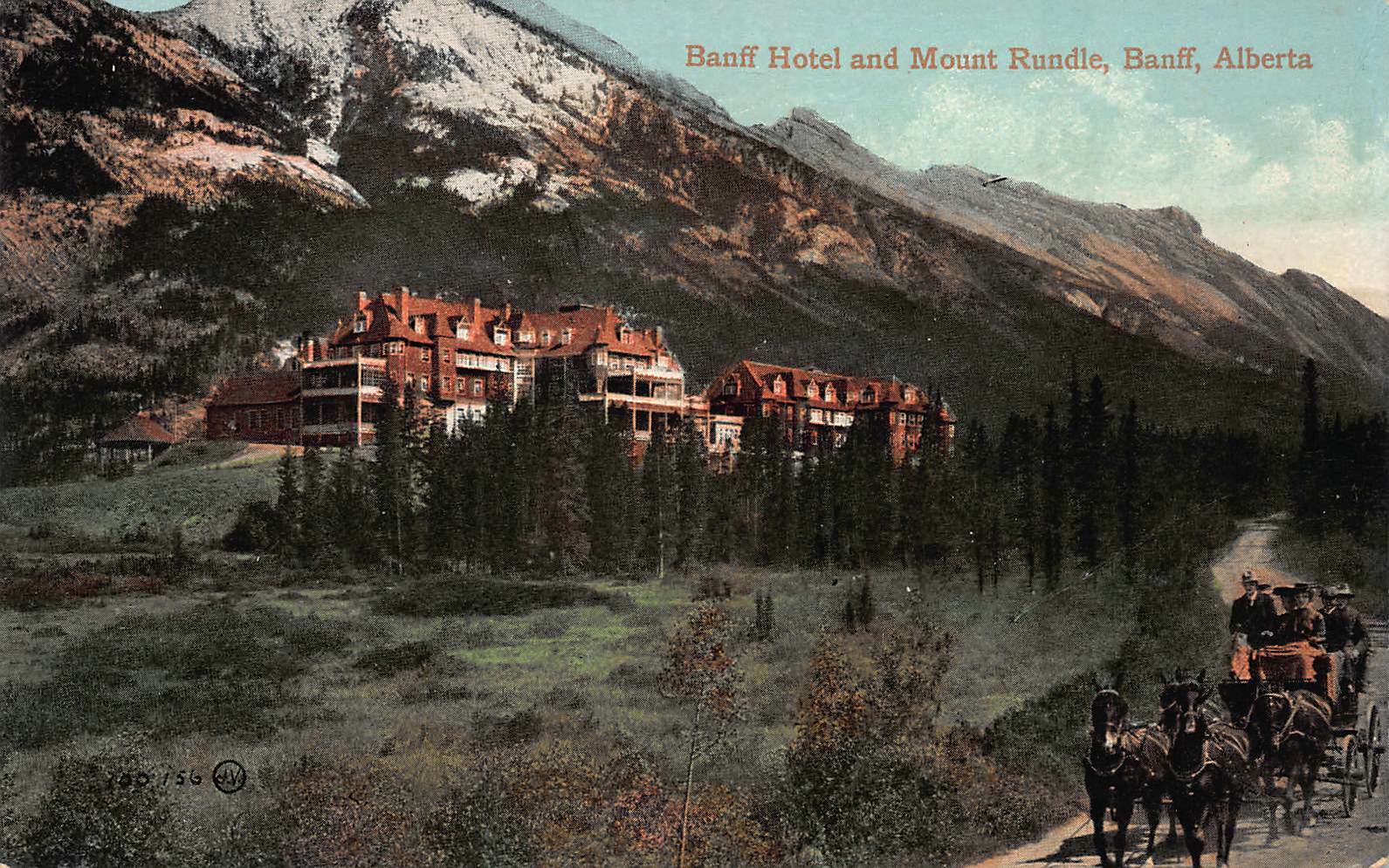 Banff Hotel and Mount Rundle, Banff, Alberta, Canada, Early Postcard, Unused 