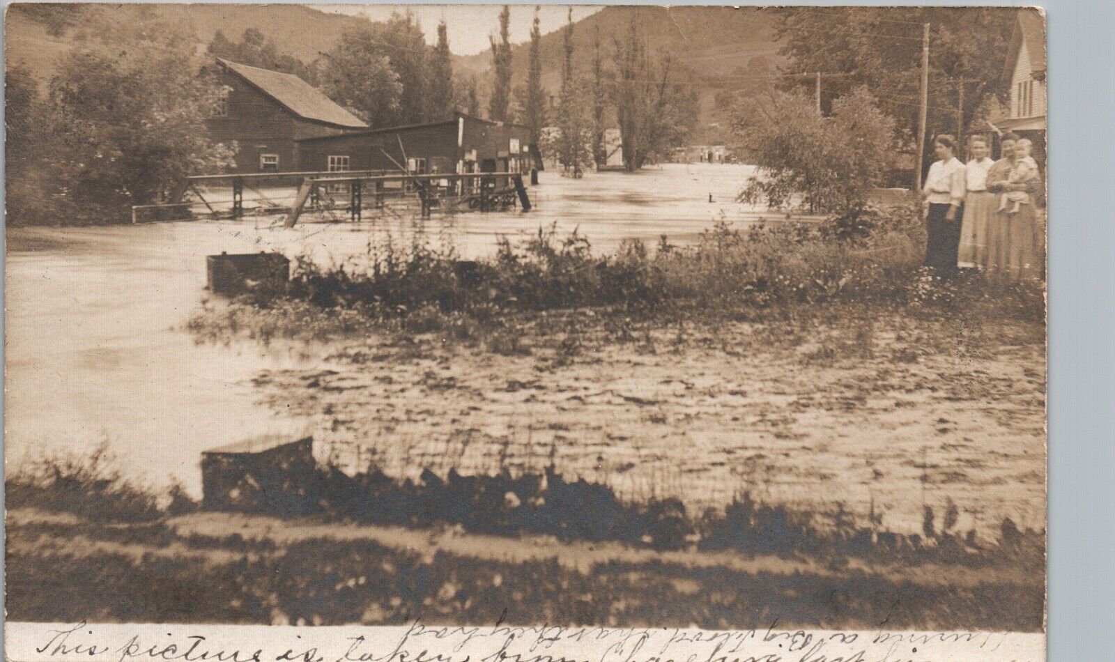 FLOODED CREEK chaseburg wi real photo postcard rppc wisconsin history disaster