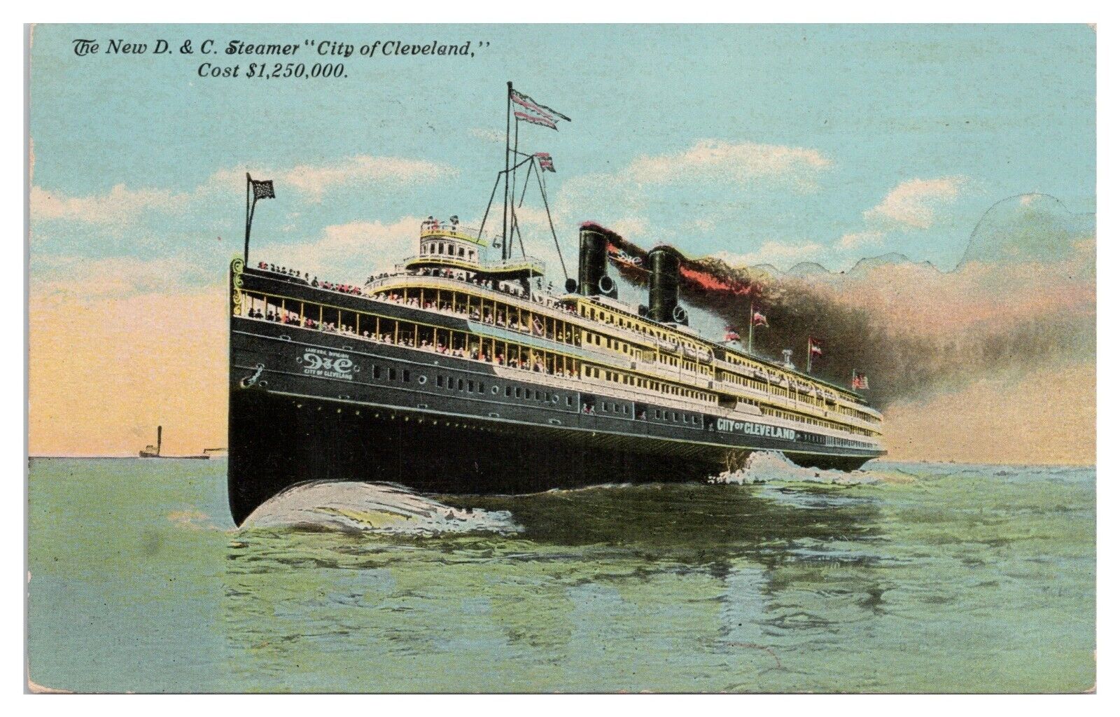 Vintage The New D&C Steamer City of Cleveland Postcard c1911 Divided Back
