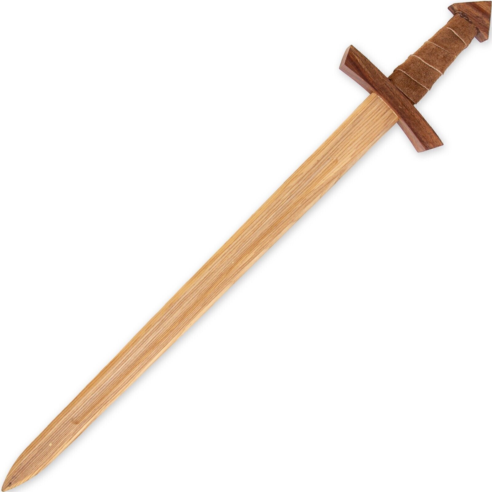 Beech Wood Pretend Play Practice Training Wooden Arming Sword w/ Leather Handle