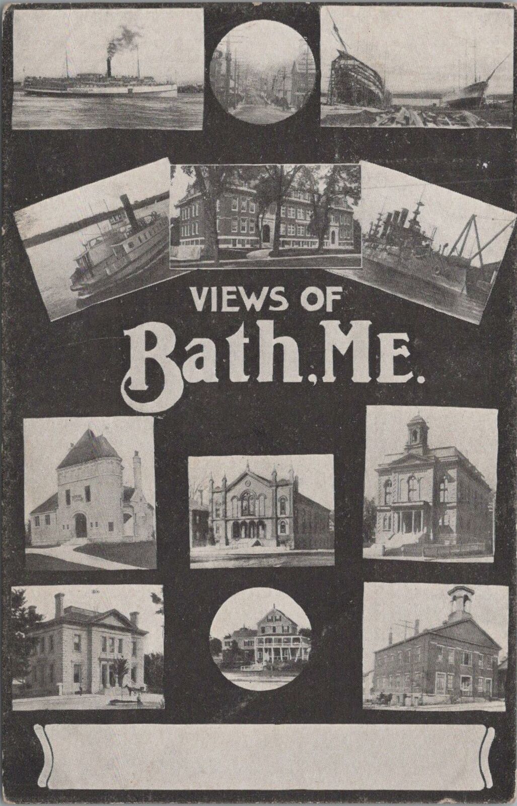 Postcard Views of Bath ME Maine 