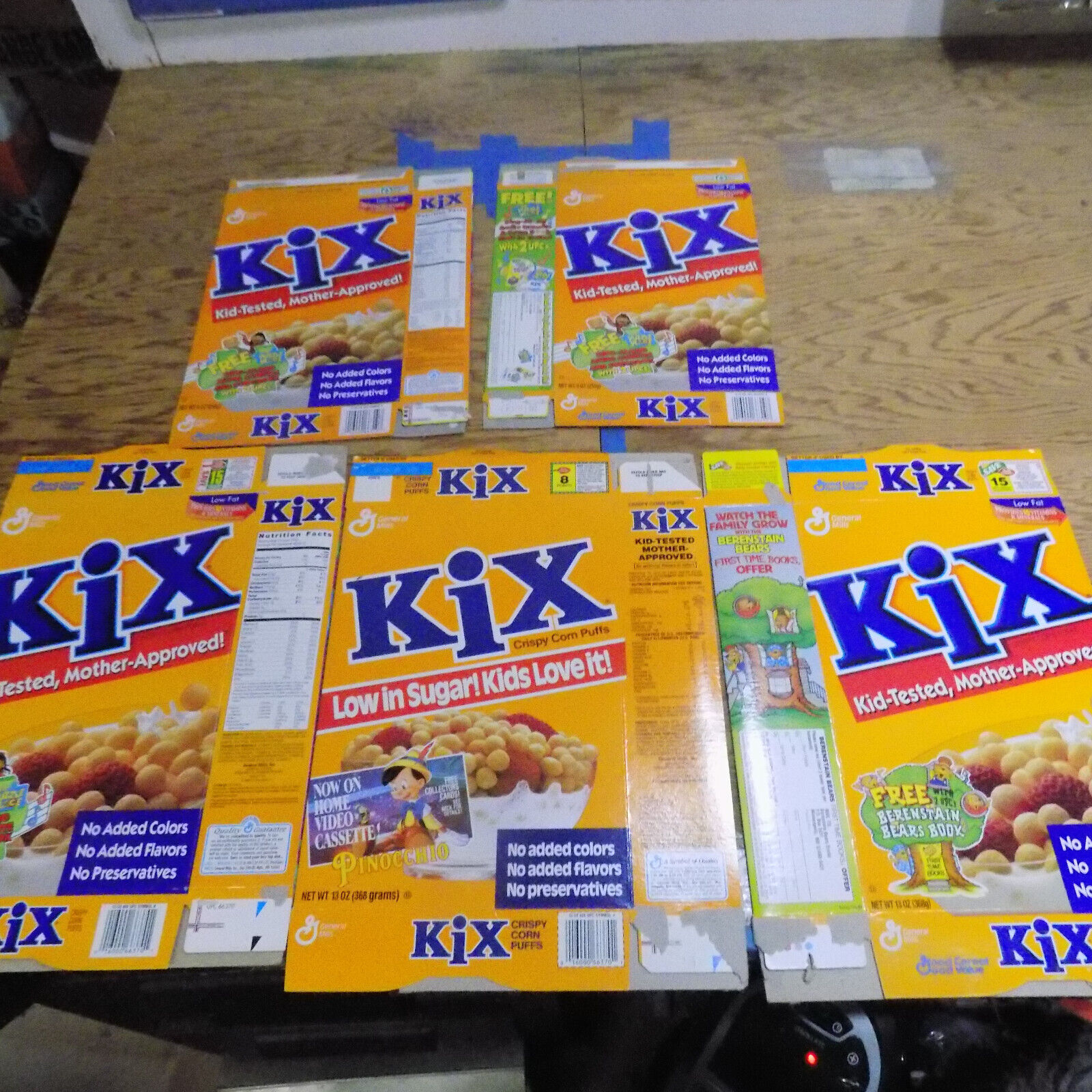 Kix lot of 5 cereal boxes from 1990\'s