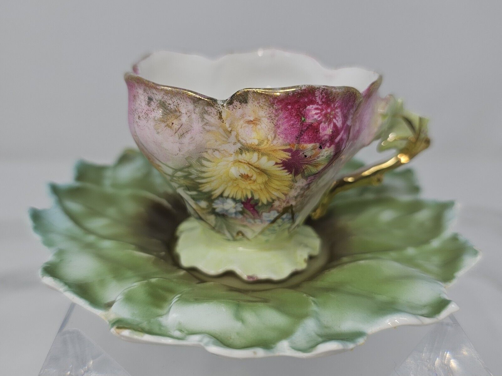 Royal Bayreuth Rare Deponiert Teacup Handpainted Floral With Gold 