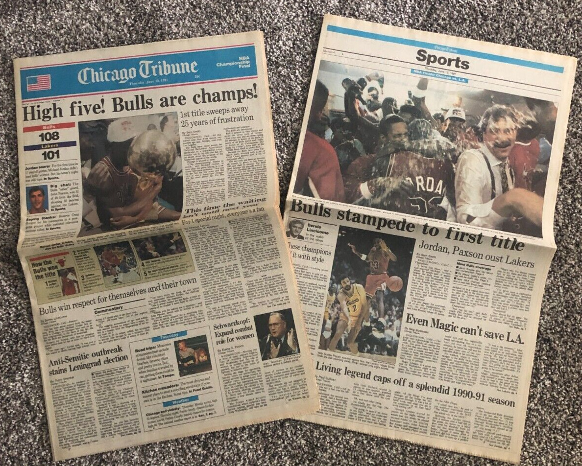 1991 Michael Jordan Chicago Bulls World Champions Chicago Tribune Newspaper