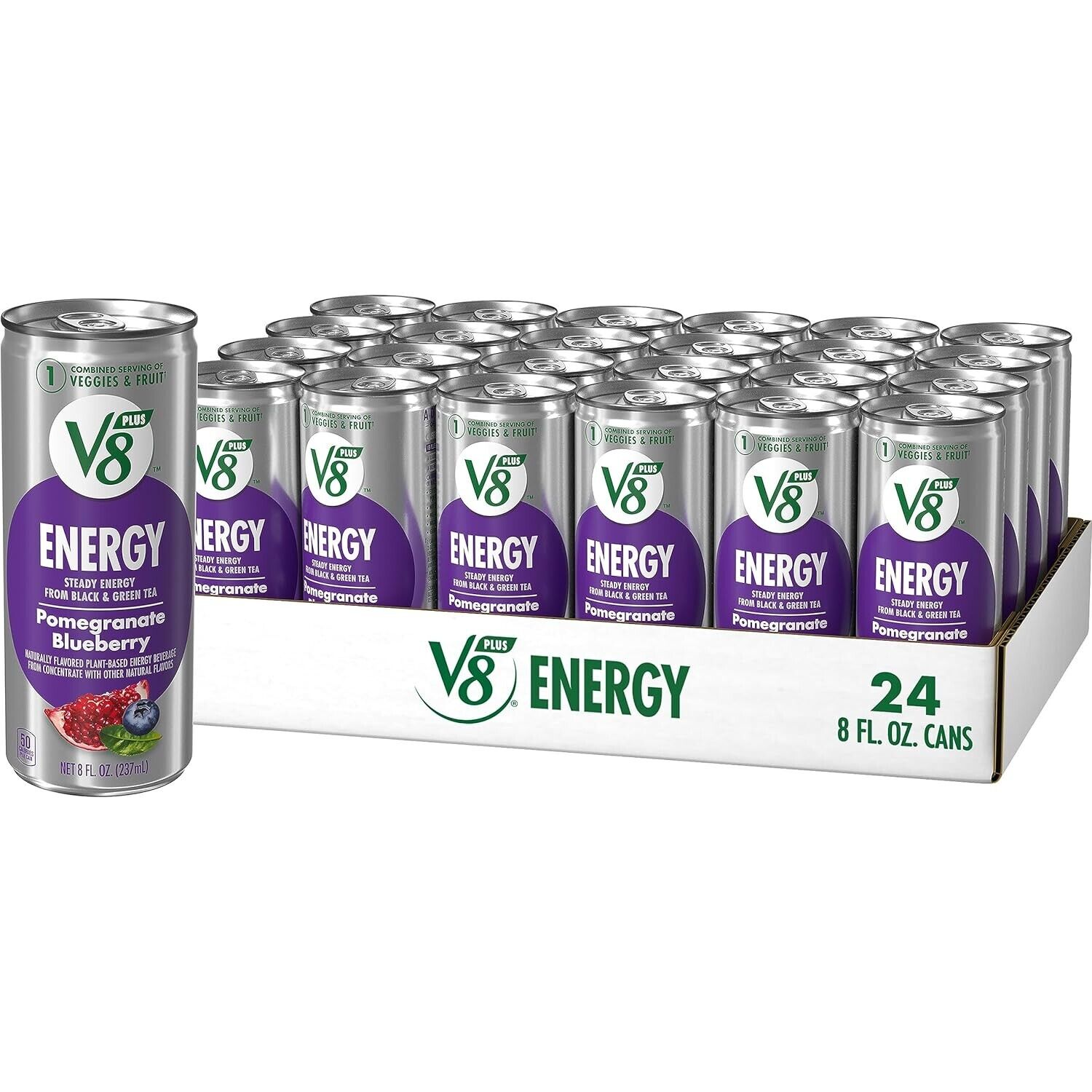 V8 +ENERGY Pomegranate Blueberry Energy Drink Made With Real Vegetable And Fruit