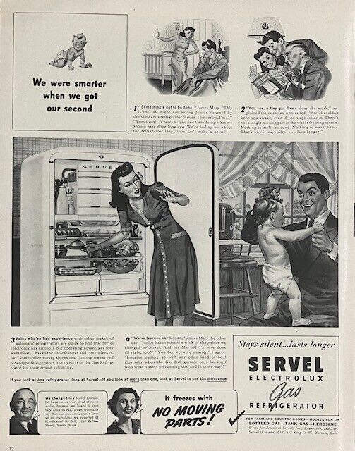 Rare 1941 Original Vintage Servel Refrigerator Gas Kitchen Advertisement AD