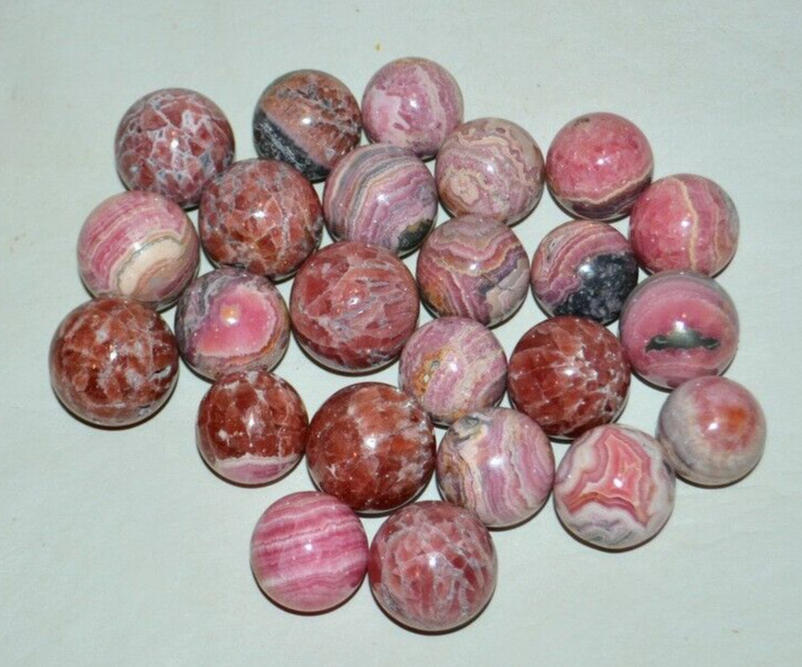 24 pcs LOT Gemmy Rhodochrosite Spheres from Argentina * Bulk Wholesale *