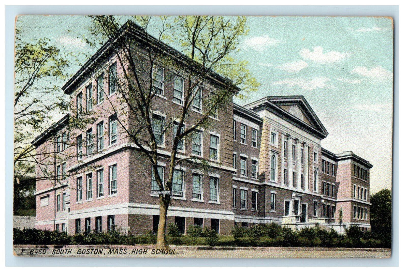 c1910 High School, South Boston Massachusetts MA Unposted Antique Postcard