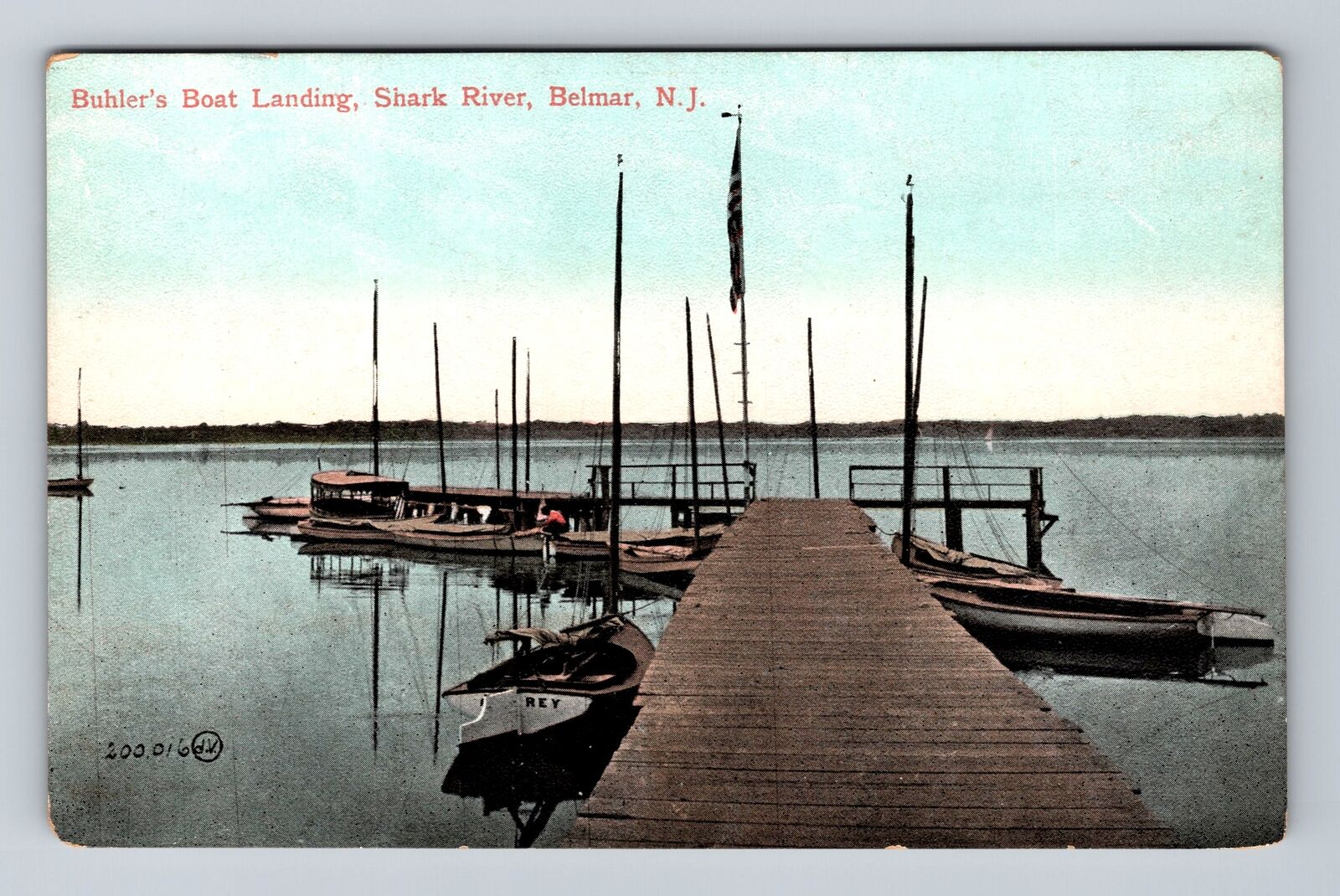 Belmar NJ-New Jersey, Buhler's Boat Landing, Shark River, Vintage Postcard