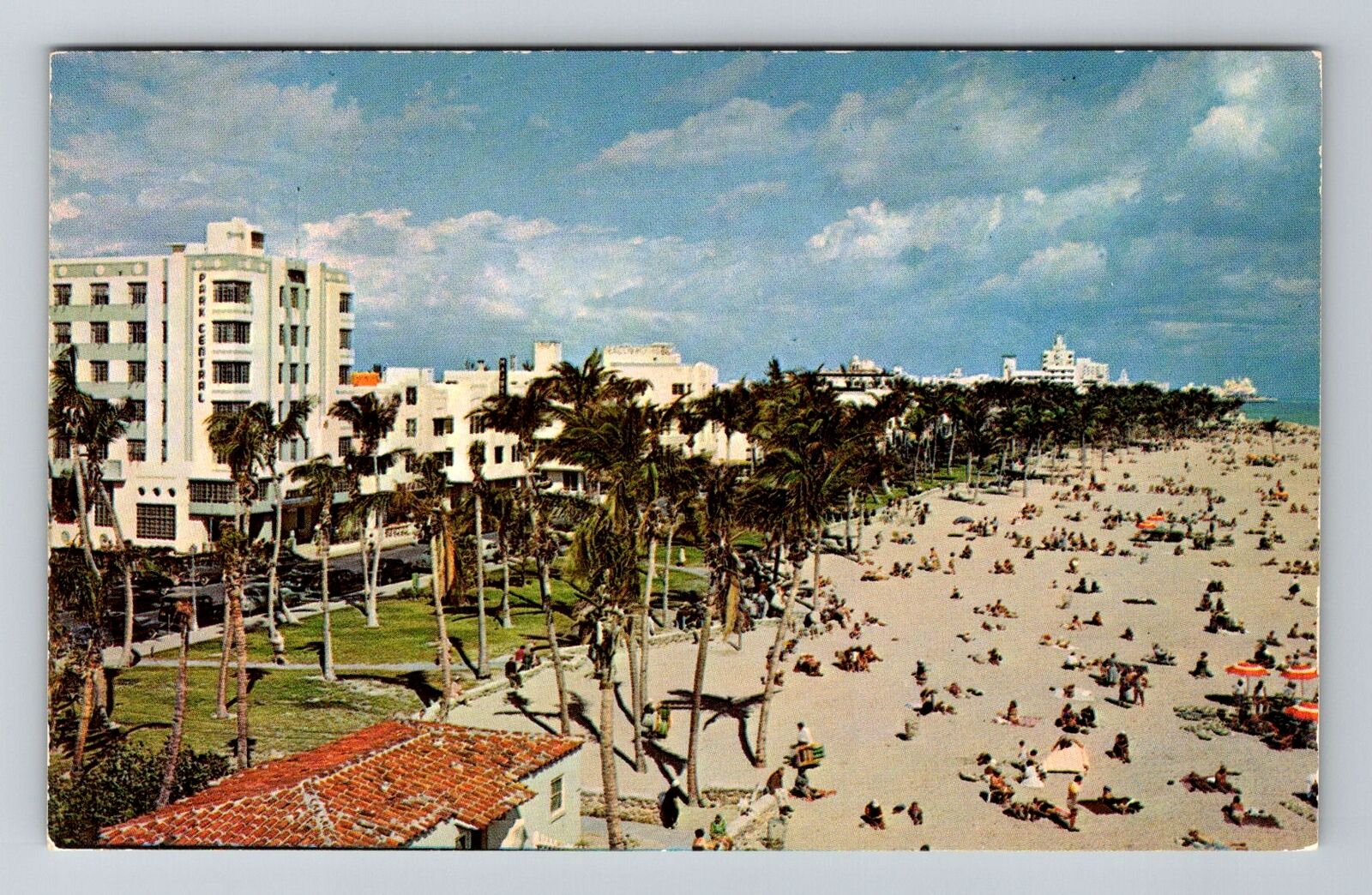 Miami Beach FL-Florida, Lummis Park and Beach, Vintage Postcard