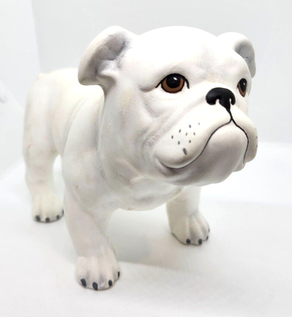 Handmade White Bulldog Ceramic Figure UGA Bulldawgs Go Dawgs