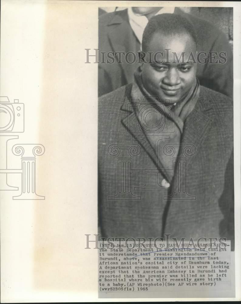 1965 Press Photo Premier Ngendandumwe if Burundi reported assassinated