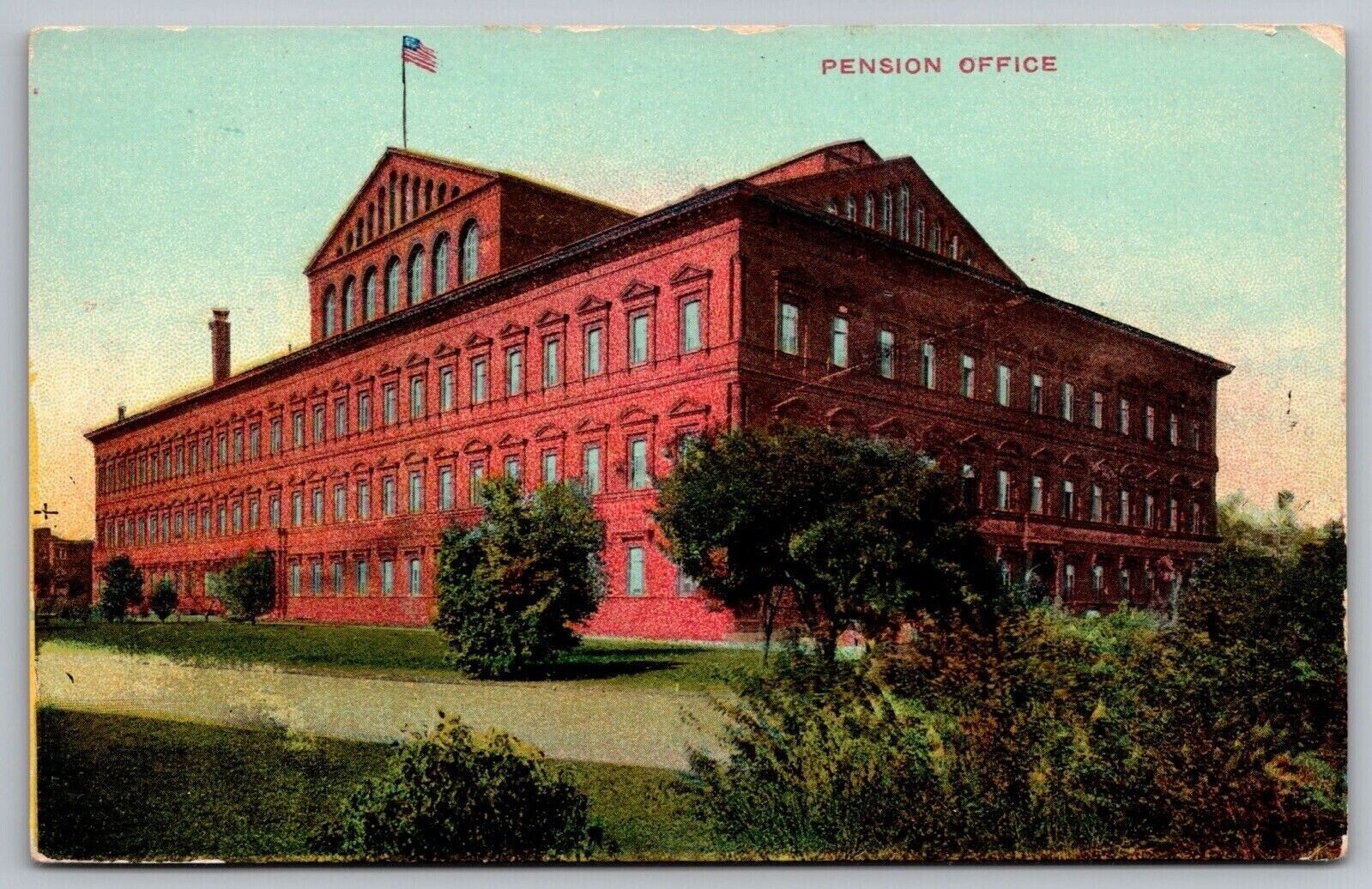 Pension Office Building Washington DC Government American Flag VNG UNP Postcard