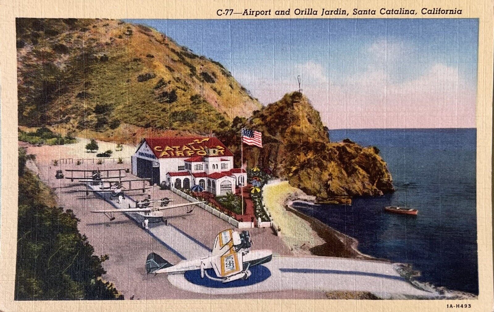 Airport at Catalina Island, CA~Vintage Linen Postcard. Q083