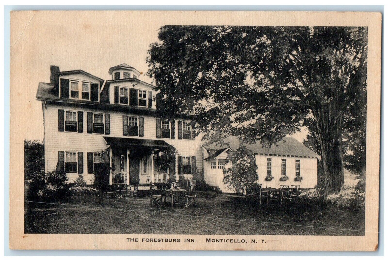 c1940 Exterior View Forestburg Inn Monticello New York Unposted Vintage Postcard