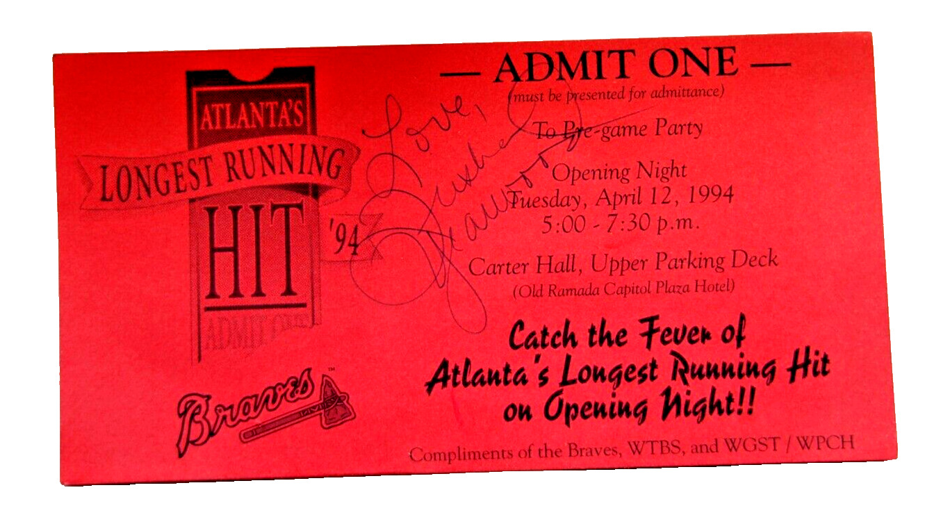 Trisha Yearwood Autograph Atlanta Braves 1994 Opening Night