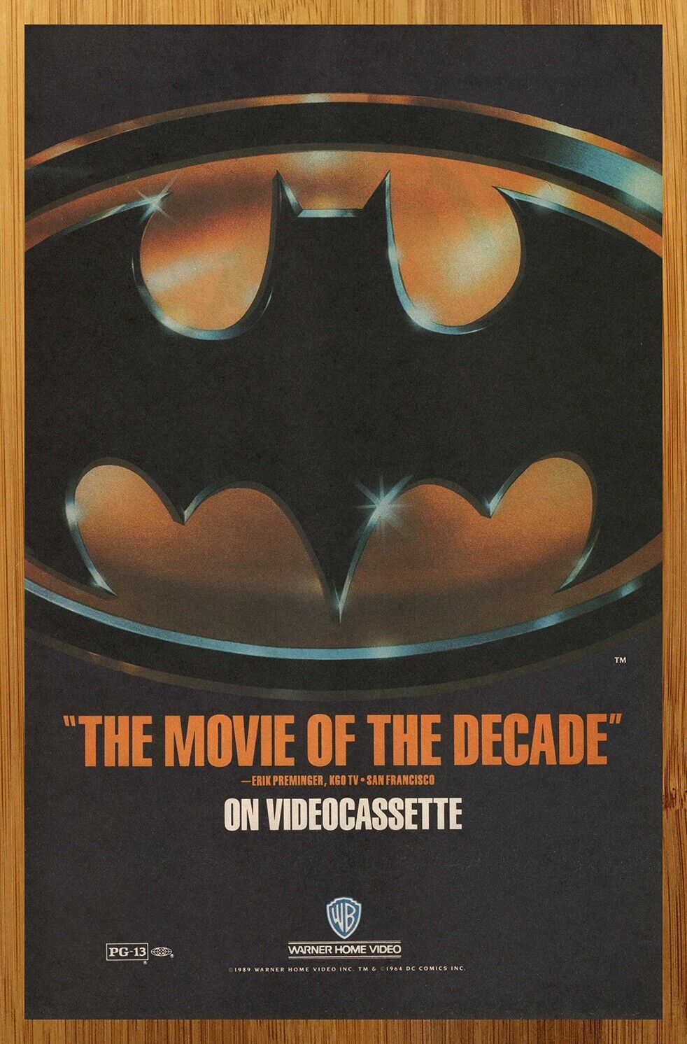 1989 Batman VHS Vintage Print Ad/Poster Michael Keaton Video Movie Promo Art 80s
