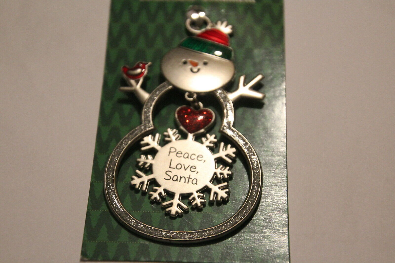 Peace Love Santa Snowman Christmas ornament NIP with danging charm