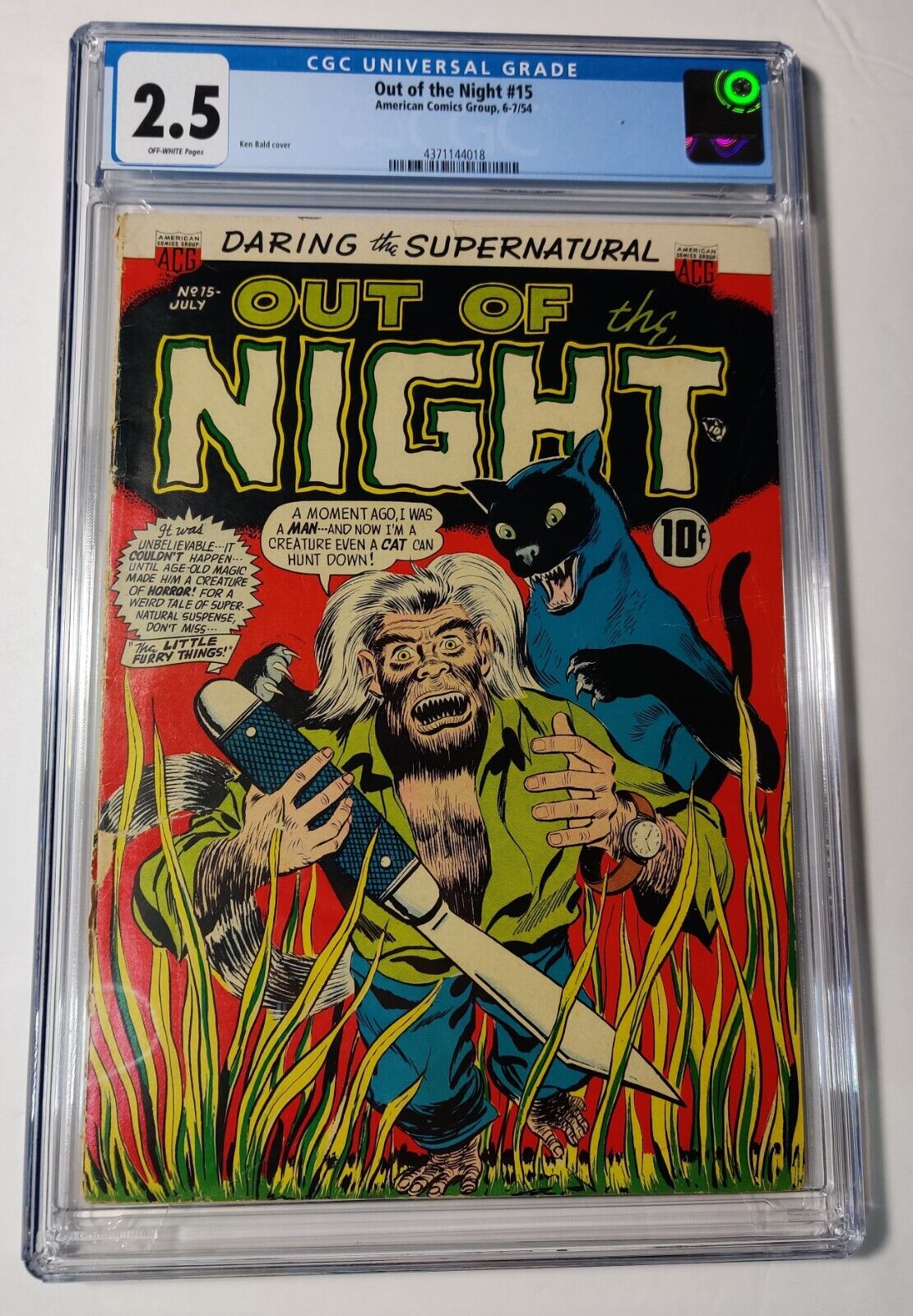OUT OF THE NIGHT #15 (CGC 2.5) Rare PCH American Comics Group 1954