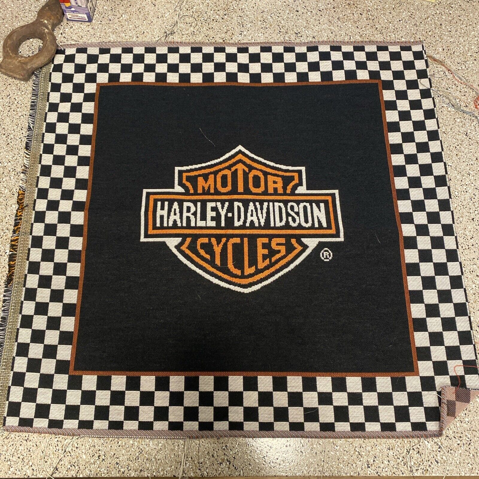 Vintage Checkered  Tapestry Harley Davidson Wall Art