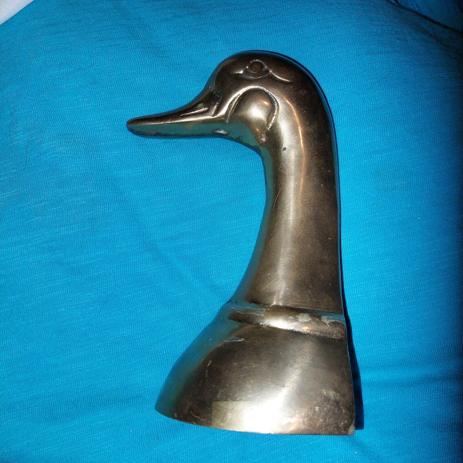 Vintage Brass Duck Head Single Figurine Brass Duck Bookend 6\