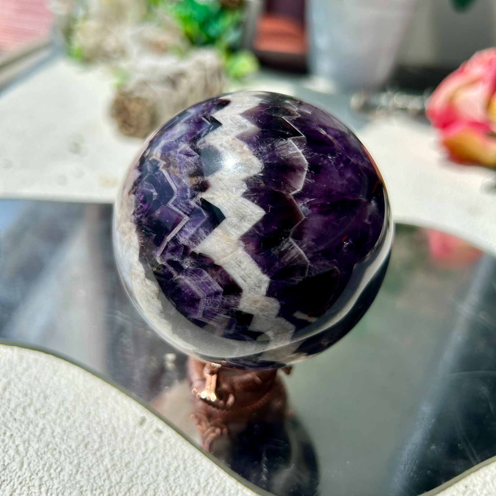 515g 71mm High Quality Purple Dream Amethyst Quartz Crystal Sphere Healing 7th