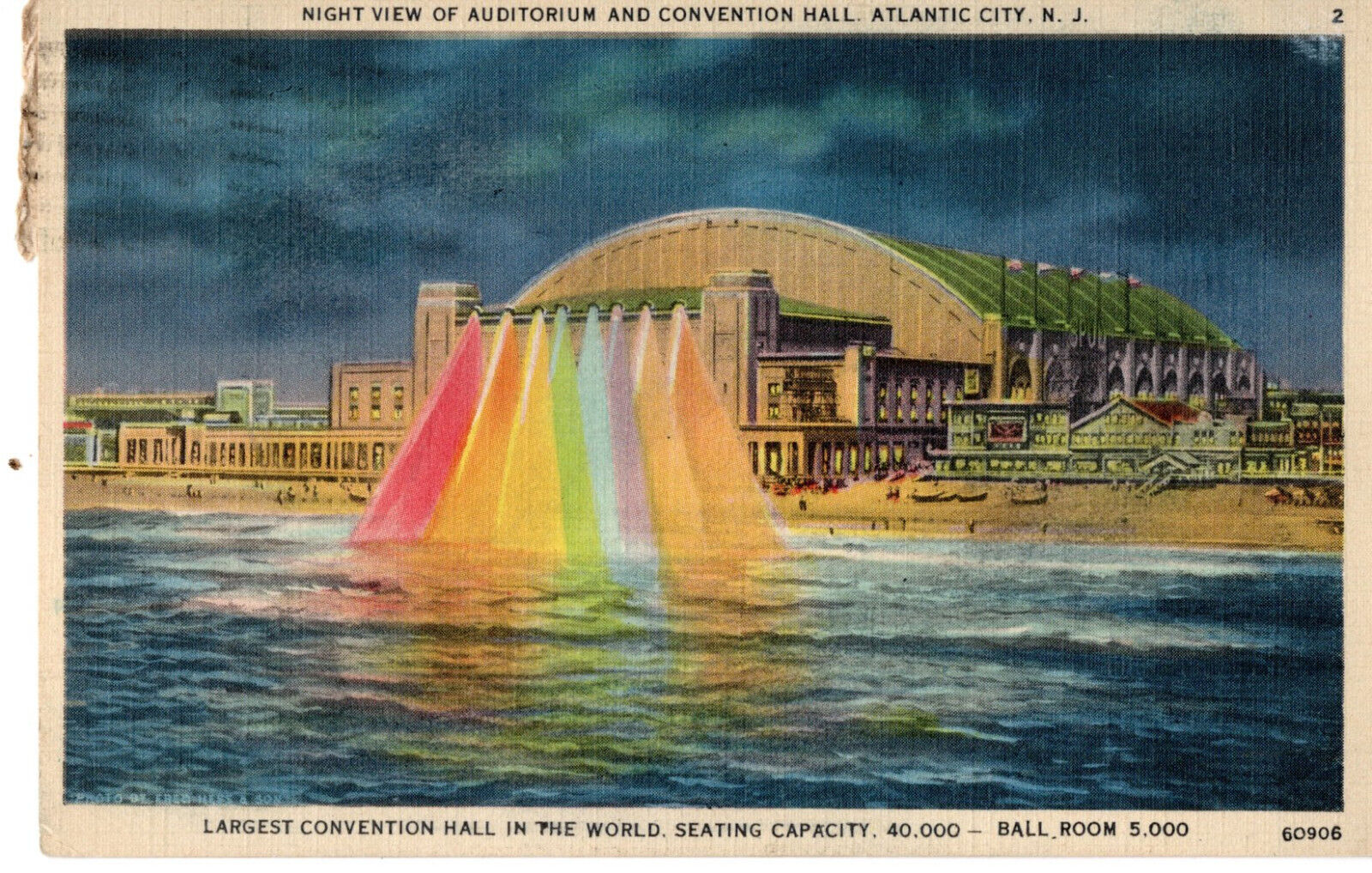 Atlantic City Convention Hall Postcard Night View