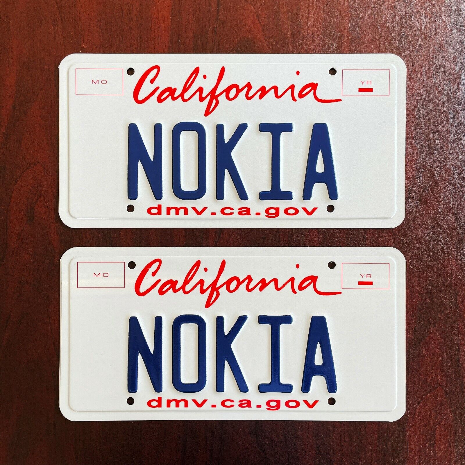 REAL California NOKIA Registered Vanity License Plates PAIR \'90s Cell Phone 