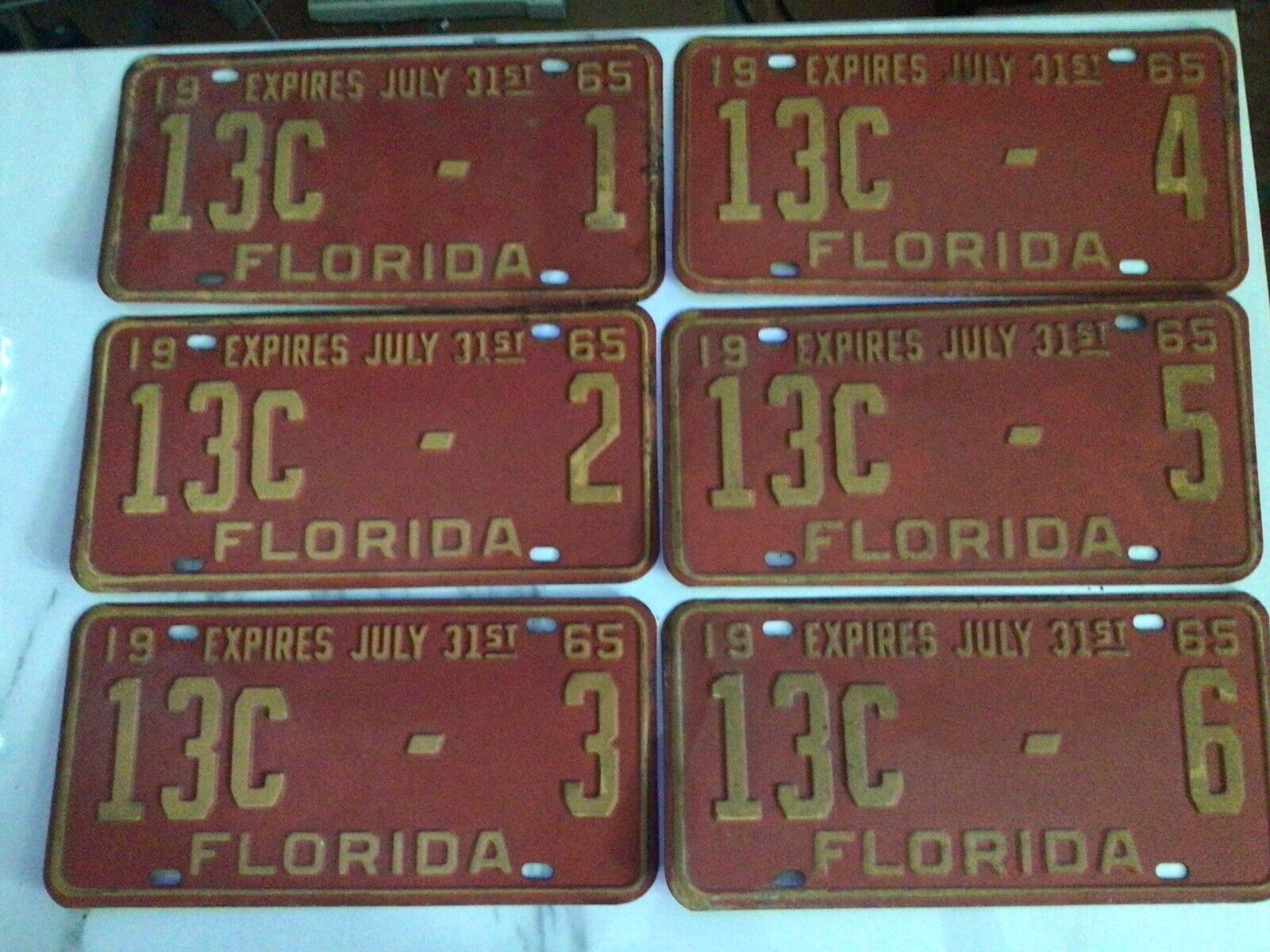 Florida License Plate 1965 Leon 1-6 Series Rare Find