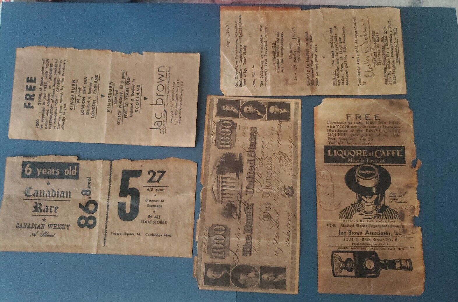 Vintage 5  Replicates Of 1840 Bank Note 4 Diff Advertising Ephemera PetetheGreek
